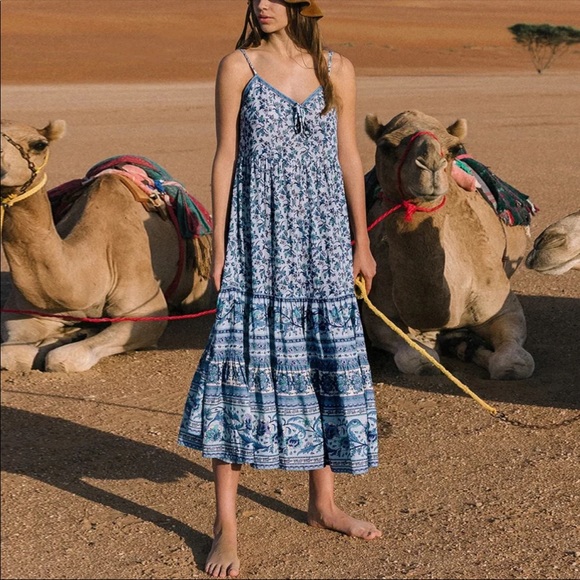 Boho Floral Gypsy Print Cami Maxi Dress Black - Picture 6 of 16